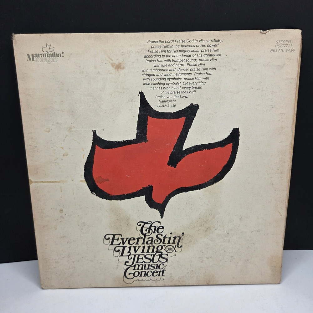 Maranatha Music Everlastin Living Jesus Music Concert 1971 Vinyl LP HS-777/1 Vtg